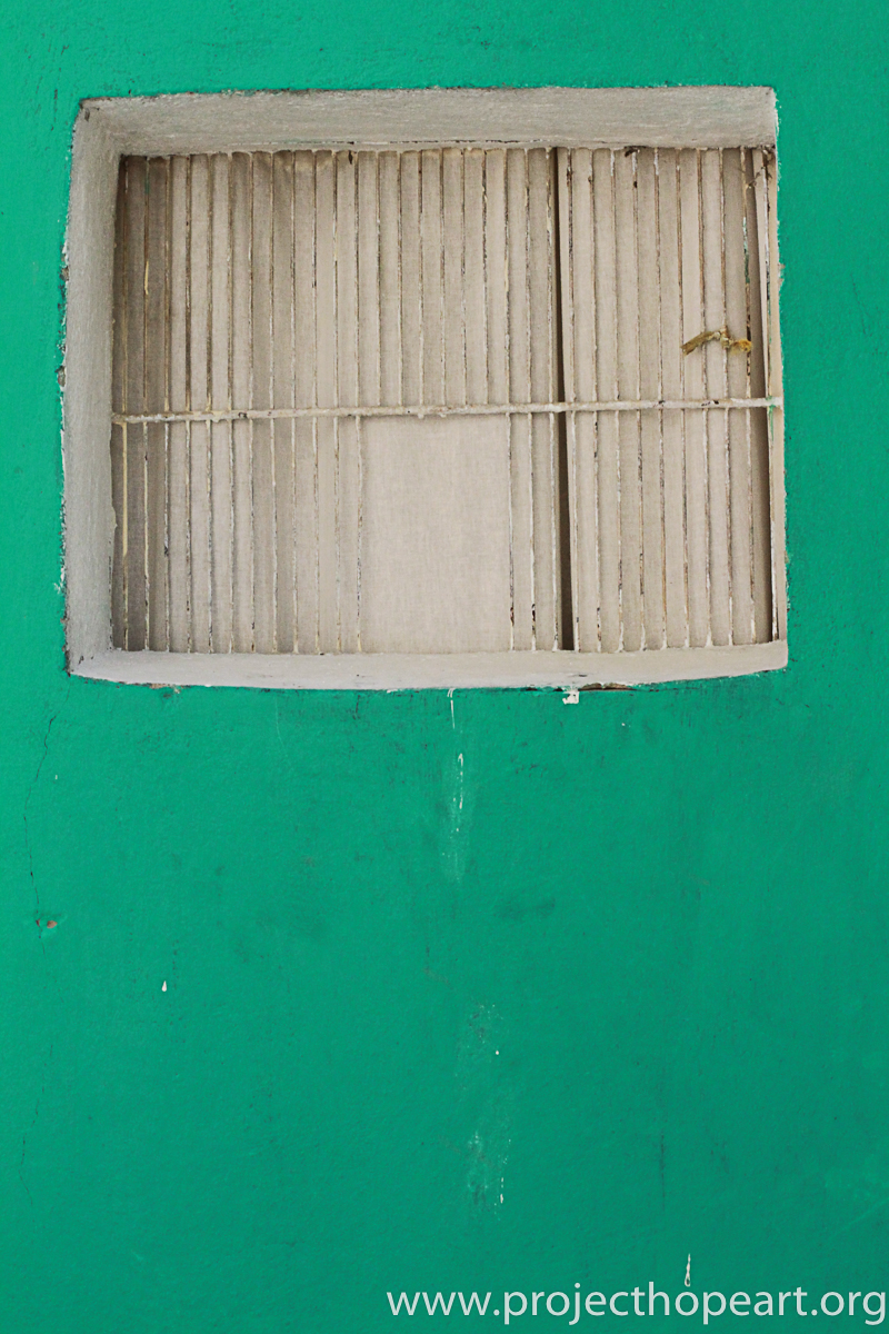 green door window